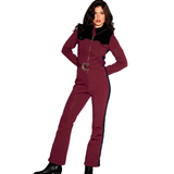 western ski suit, burgundy ski suit, women's ski suit, outfits for aspen, snowsuit women
