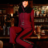 western ski suit, burgundy ski suit, women's ski suit, outfits for aspen, snowsuit women