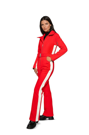 women's ski suit, white ski suit, cordova ski suit, halfdays ski suit, perfect moment ski suit, women snow suit, snowsuit