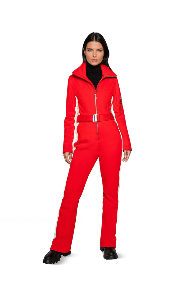 slope siren women's ski suit - siren red, red ski suit, red snowsuit, women's ski suit, red ski suit, cordova ski suit, halfdays ski suit, perfect moment ski suit, women snow suit, snowsuit
