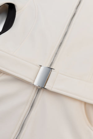 women's ski suit, white ski suit, cordova ski suit, halfdays ski suit, perfect moment ski suit, women snow suit, snowsuit