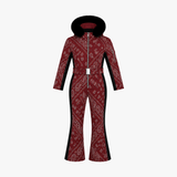 Poppy girls' ski suit in burgundy paisley, flat lay