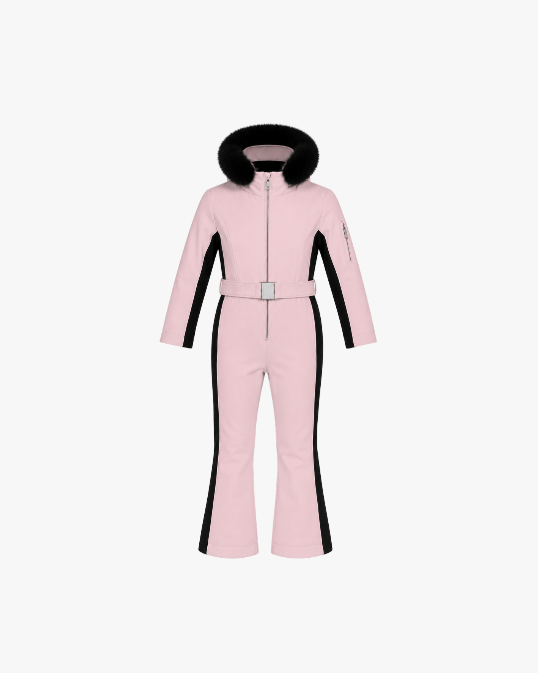 Poppy girls' ski suit in Powder Pink, flat lay