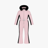 Poppy girls' ski suit in Powder Pink, flat lay