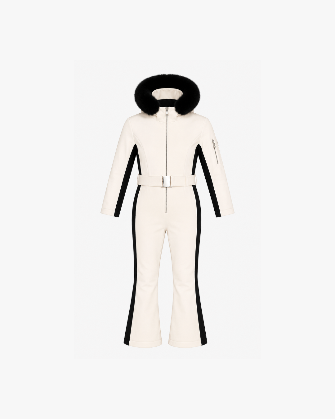 Poppy girls' ski suit in Powder White, flat lay