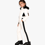 Poppy girls' ski suit in Powder White, side view